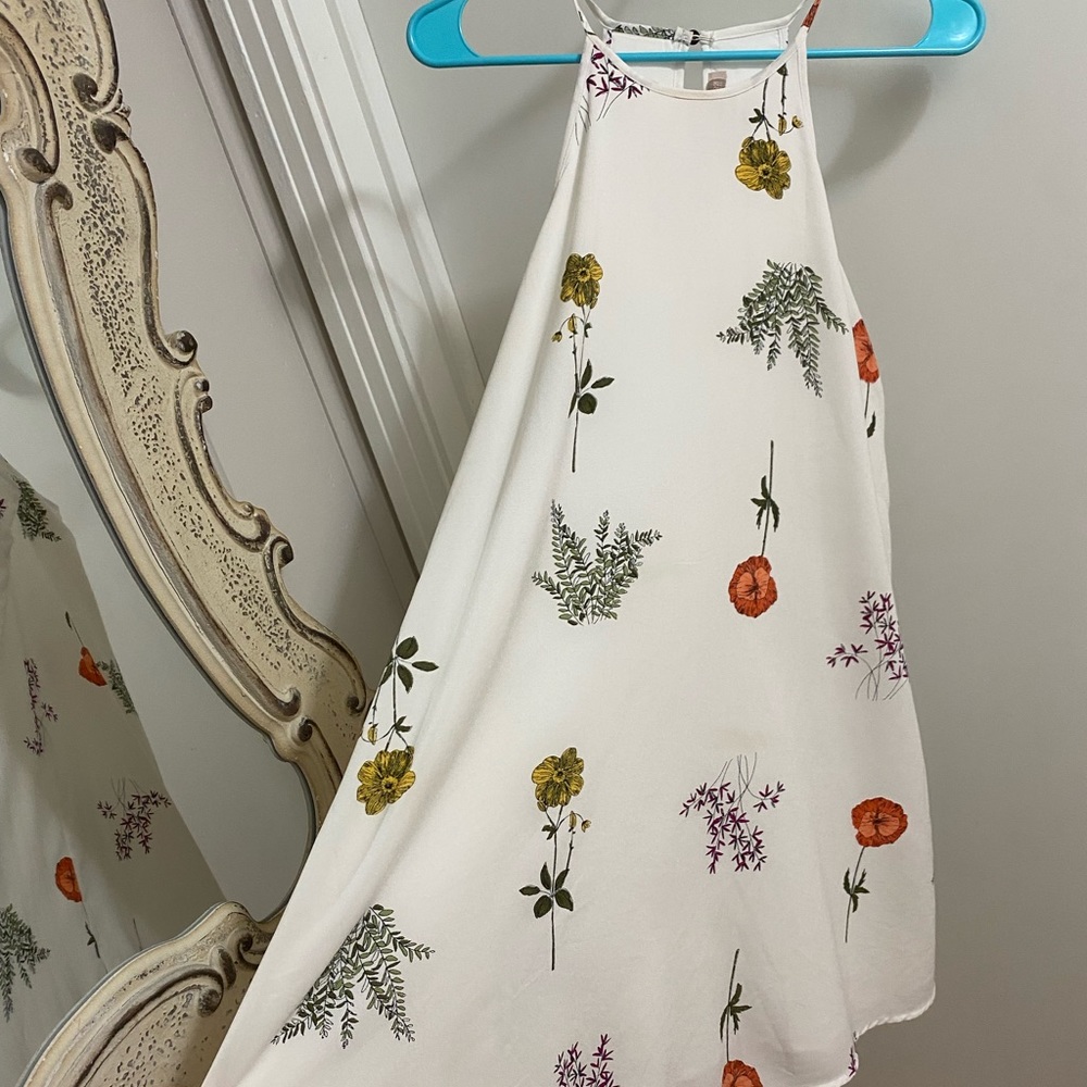 Nwot floral flower summer dress tunic cute new halter look forever 21 white